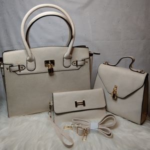 OFFWHITE 3IN1 MODERN PLAIN LEATHER KEYLOCK DESIGN